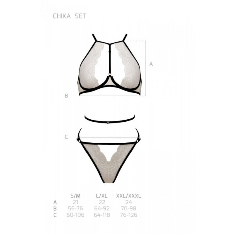 Комплект белья Passion CHIKA SET, S/M, cream, топ, трусики