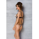 Эротический комплект Passion MARINA SET WITH OPEN BRA, XXL/XXXL, beige, открытые чашки
