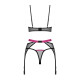 Комплект Obsessive Novenes 3-pcs set, XL/2XL, прозрачный лиф на косточках, стринги, пояс
