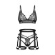 Комплект Obsessive Blomentis 3-pcs set, XS/S, мягкий лиф, стринги со стрепами, пояс с гартерами