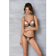 Эротический комплект Passion MARINA SET WITH OPEN BRA, XXL/XXXL, beige, открытые чашки