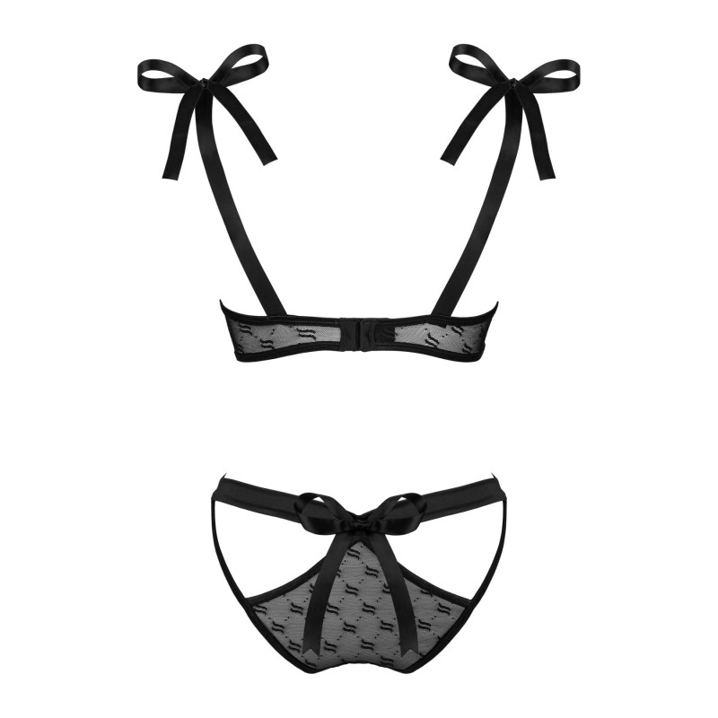 Полупрозрачный эротический комплект Obsessive Obsessivia 2-pcs set black S/M