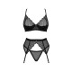 Комплект Obsessive Chemeris 3-pcs set M/L, стринги, пояс для чулок, бюстгальтер