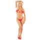 Комплект Leg Avenue Open Cup Bra and Pearl String One Size, Red
