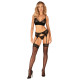Комплект Obsessive Chemeris 3-pcs set M/L, стринги, пояс для чулок, бюстгальтер