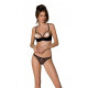 Эротический комплект Passion MARINA SET WITH OPEN BRA, XXL/XXXL, black, открытые чашки