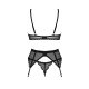 Комплект Obsessive Chemeris 3-pcs set M/L, стринги, пояс для чулок, бюстгальтер