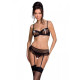 Сексуальный комплект с поясом для чулок Passion LOVELIA SET black L/XL