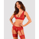 Obsessive Lacelove cupless 3-pcs set красный XS/S