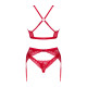 Obsessive Lacelove cupless 3-pcs set красный XS/S
