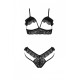 Эротический комплект Passion DOLLY SET, S/M, black, с открытыми чашками