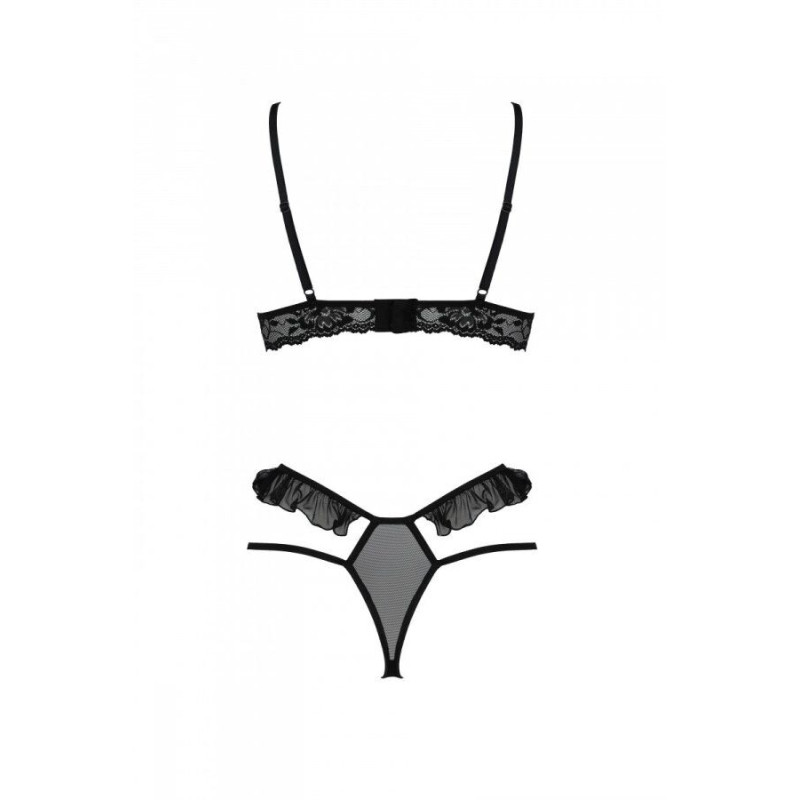 Эротический комплект Passion DOLLY SET, S/M, black, с открытыми чашками