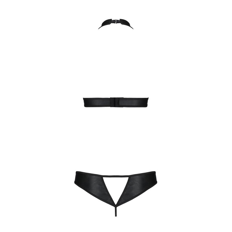 Комплект із екошкіри Passion Malwia Set with Open Bra black S/M