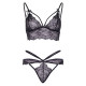 Эротический комплект со стрепами и стразами Leg Avenue Ready Or Not S Black (бра + стринги)