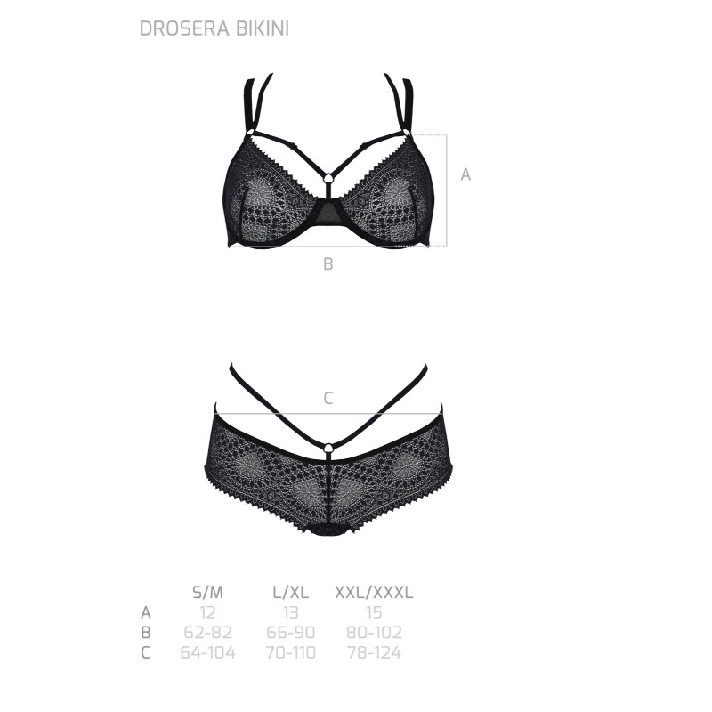 Комплект Passion DROSERA BIKINI black, L/XL, бюстгальтер и трусики-кюлоты