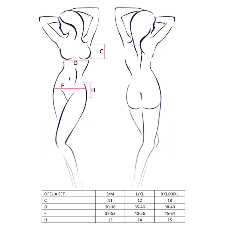 Комплект эротического белья Passion Erotic Line OFELIA SET WITH OPEN BRA S/M Белый
