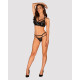 Эротический комплект под латекс со стрепами Obsessive Bagirela 2-pcs set, черный S/M