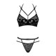 Эротический комплект под латекс со стрепами Obsessive Bagirela 2-pcs set, черный S/M