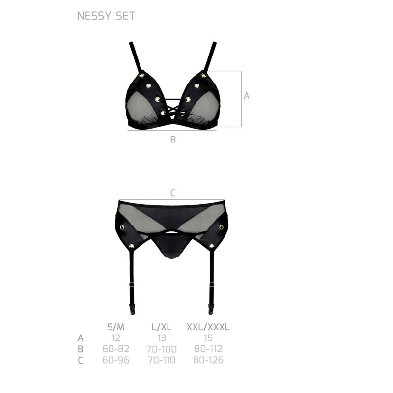 Комплект белья Passion NESSY SET black S/M