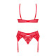 Комплект Obsessive Ingridia 3-pcs set XS/S, красный, бюстгальтер, стринги, пояс