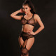 Комплект бодистокинг JSY «Твоя Луиза» One Size, Black, топ, чулки-стокинги, имитация гартеров, сетка