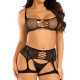 Комплект Leg Avenue Top and garter harness, One Size, черный, сетчатый, топ + пояс с гартерами