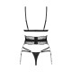 Комплект Obsessive Lobellis 3-pcs set, XL/2XL, черный, лиф с мягкой чашкой, стринги, пояс для чулок