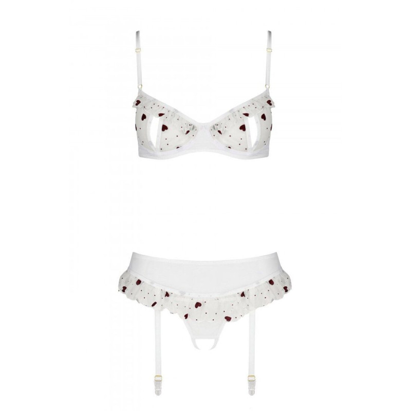 Сексуальный комплект с поясом для чулок Passion LOVELIA SET white L/XL