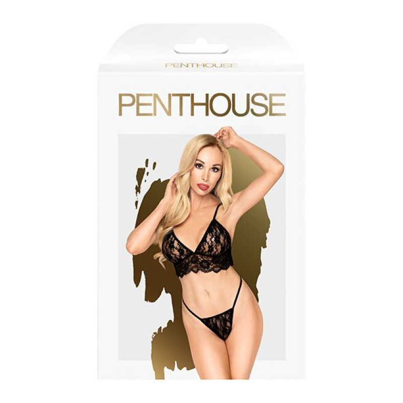Комплект браллет и стринги Penthouse Double Spice Черный S/M