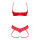Комплект Obsessive Ingridia 2-pcs crotchless set XS/S, червоний, з доступом, відкриті груди