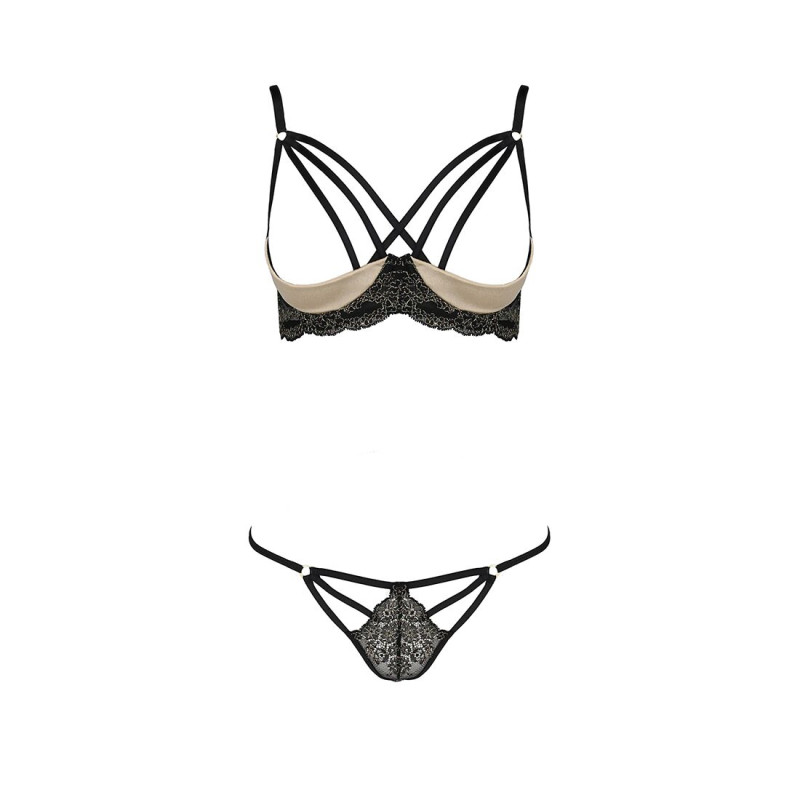 Комплект белья Passion VALERY SET OpenBra Черный L/XL