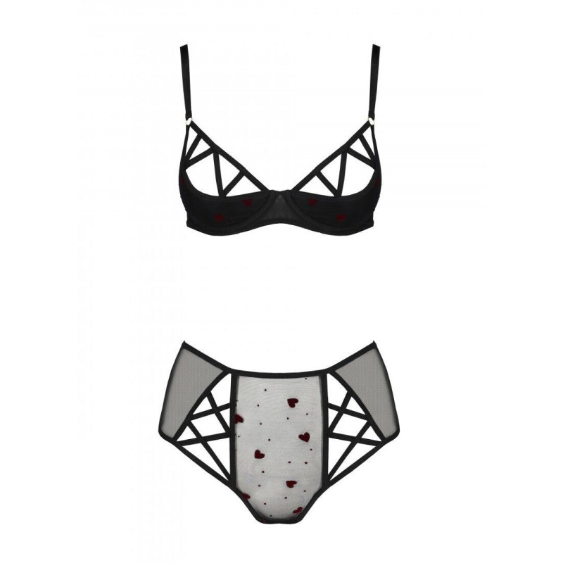 Эротический комплект с рисунком Passion LOVELIA BIKINI black S/M