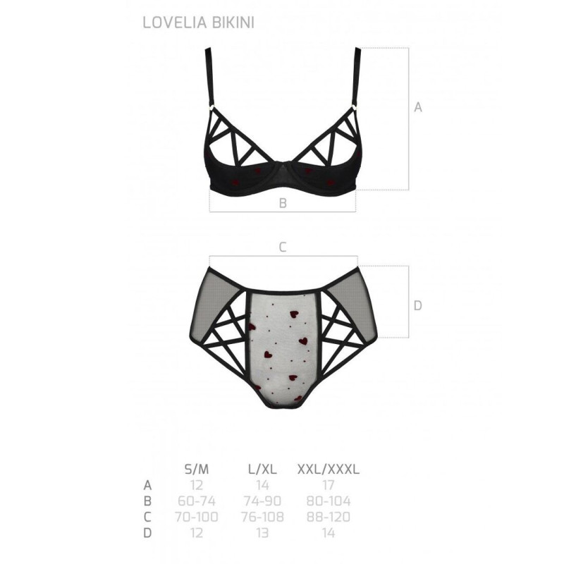 Эротический комплект с рисунком Passion LOVELIA BIKINI black S/M