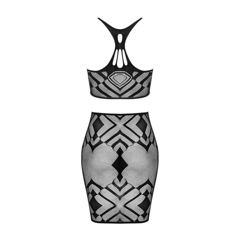 Эротический полупрозрачный комплект Obsessive K101 top & skirt топ, черная юбка S/M/L