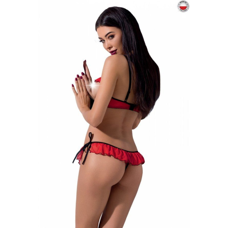 Комплект білизни Passion CHERRY SET OpenBra Червоний S/M