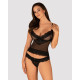Полупрозрачный набор с украшениями Obsessive Ivannes top & thong топ и танга, черный S/M