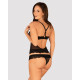 Полупрозрачный набор с украшениями Obsessive Ivannes top & thong топ и танга, черный S/M