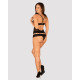 Полупрозрачный набор с украшениями Obsessive Ivannes top & thong топ и танга, черный S/M