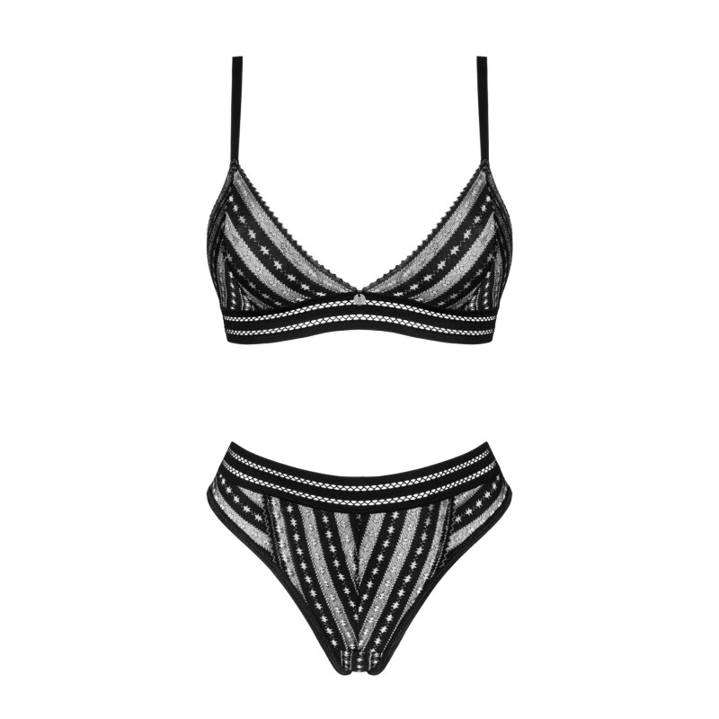 Комплект белья Obsessive Natilya 2-pcs set бюстгальтер, трусики, black XS/S
