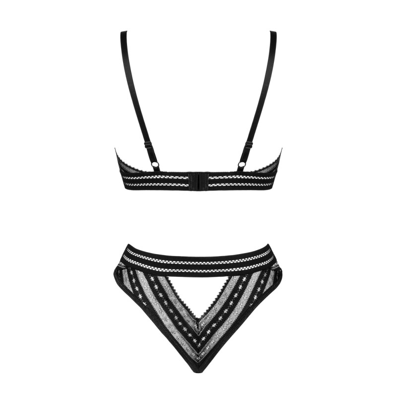Комплект белья Obsessive Natilya 2-pcs set бюстгальтер, трусики, black XS/S