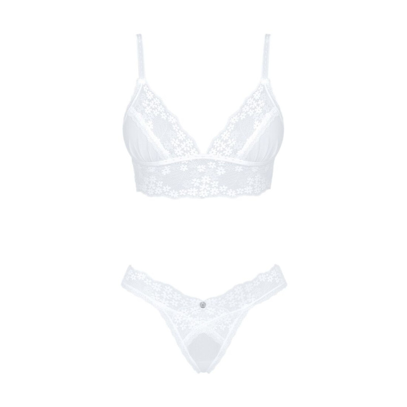 Эротический комплект Obsessive Heavenlly 2-pcs set бюстгальтер и танга белый XS/S