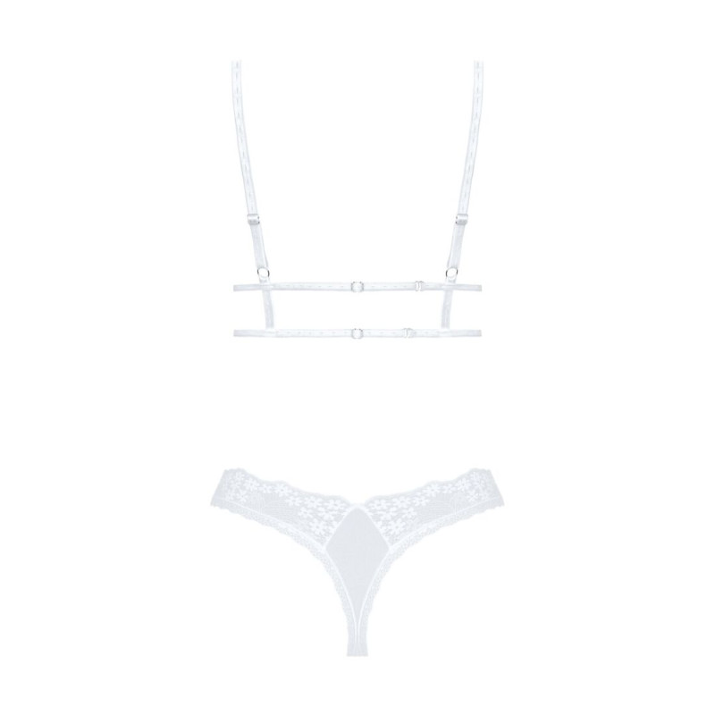 Эротический комплект Obsessive Heavenlly 2-pcs set бюстгальтер и танга белый XS/S