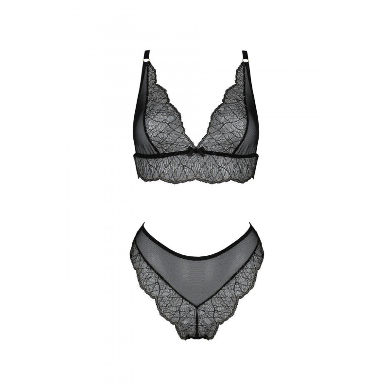 Комплект Passion AMBERLY SET black, XXL/XXXL, бралетт и трусики бразилиана