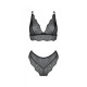 Комплект Passion AMBERLY SET black, XXL/XXXL, бралетт и трусики бразилиана