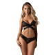 Комплект Obsessive Blomentis 2-pcs set, XS/S, кружевной, лиф с завязками на спине, трусики-слипы