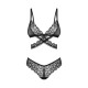 Комплект Obsessive Blomentis 2-pcs set, XS/S, кружевной, лиф с завязками на спине, трусики-слипы