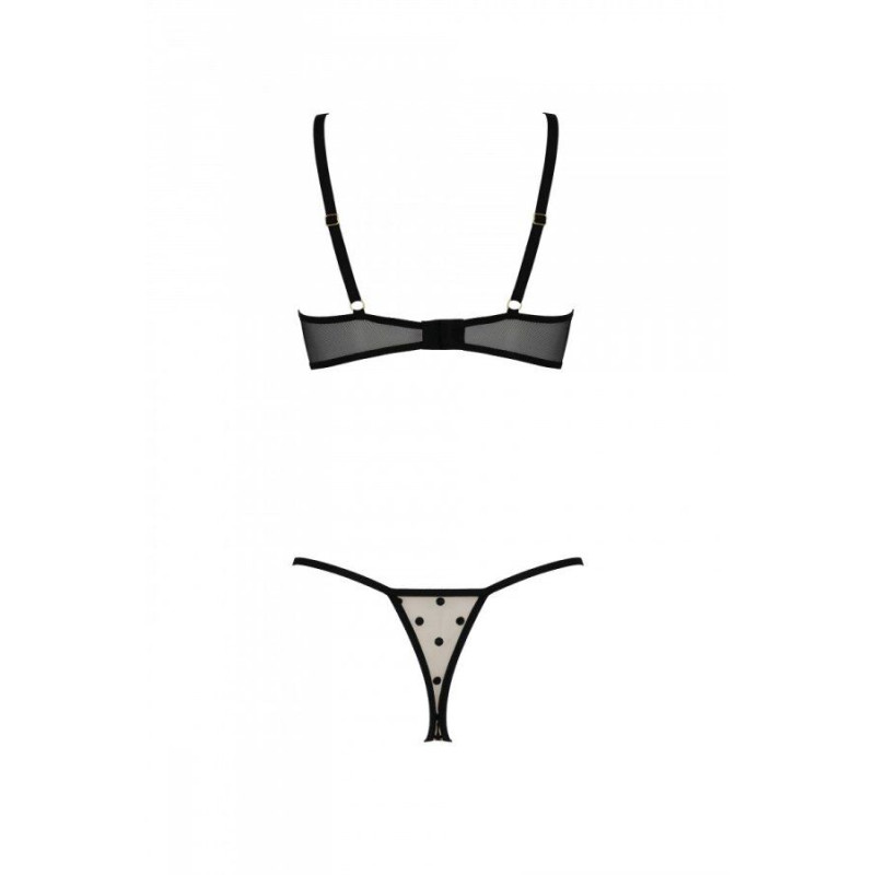 Эротический комплект Passion MARINA SET WITH OPEN BRA, S/M, beige, открытые чашки