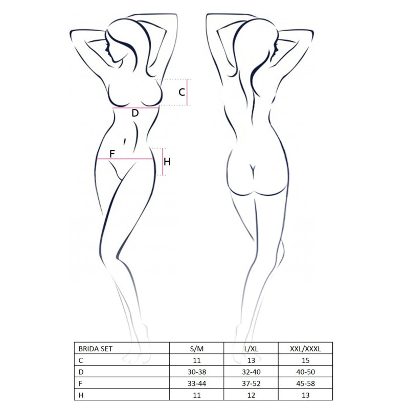 Сексуальный комплект Passion BRIDA SET WITH OPEN BRA L/XL Черный