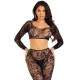 Комплект Leg Avenue Crop top & footless tights, One Size, черный, кроп-топ и колготки без стопы