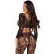 Комплект Leg Avenue Crop top & footless tights, One Size, черный, кроп-топ и колготки без стопы